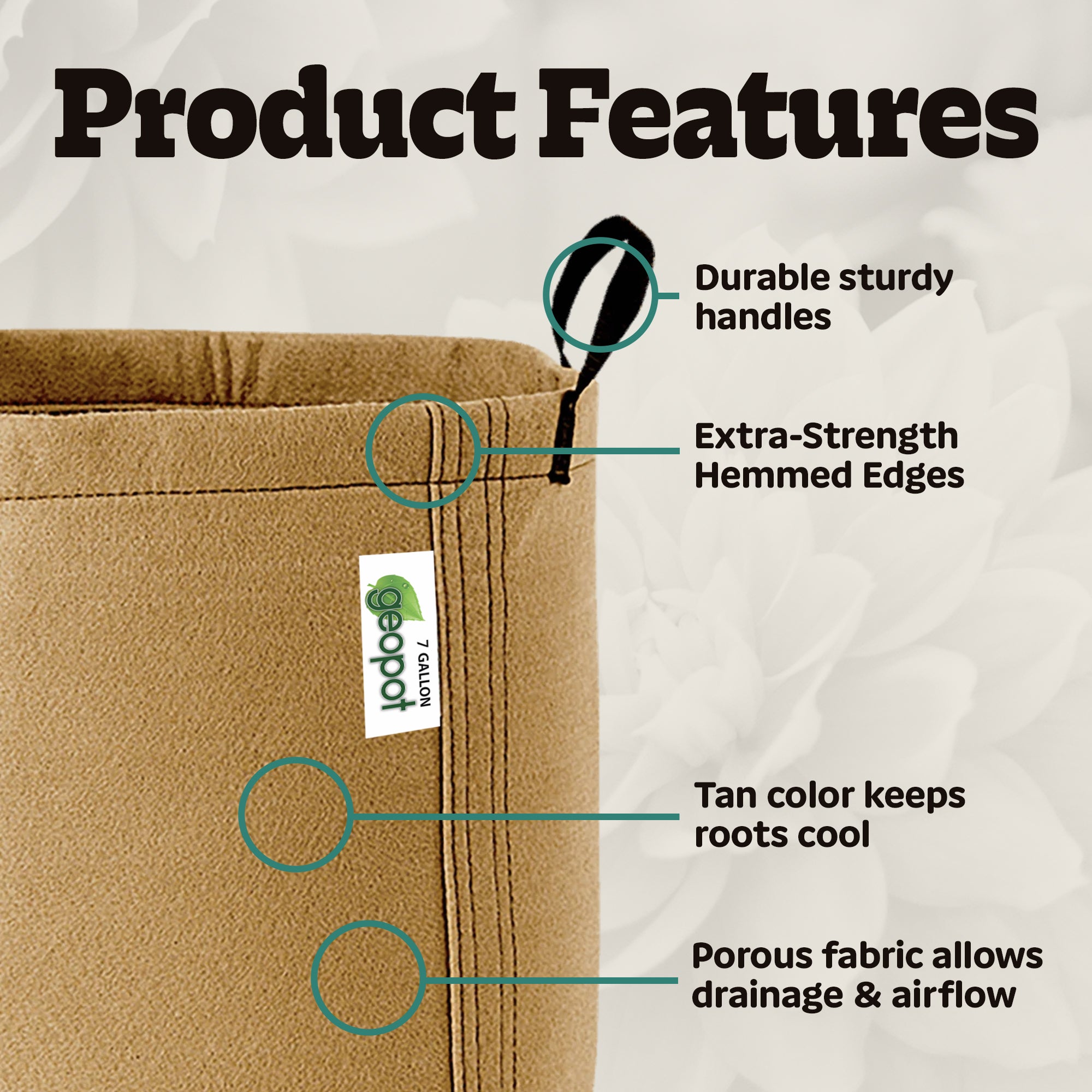 GeoPot Grow Bags With Handles - Tan